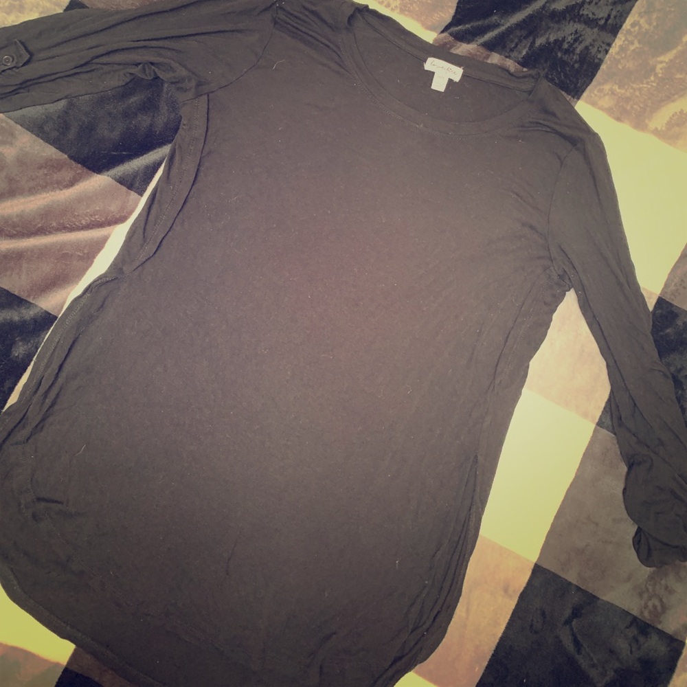 Black side slit blouse size M